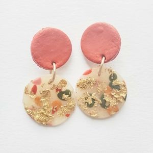 Pink Gold Leaf Confetti Earrings